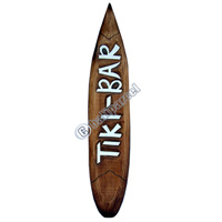 Wooden Tiki Surf Board, Hand Carved From Albesia Wood