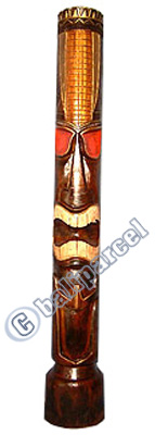 Wooden Tiki Trunk, Hand Carved From Albesia Wood