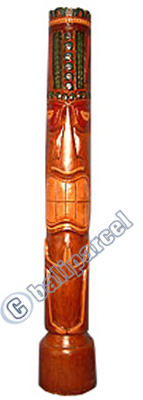 Wooden Tiki Trunk, Hand Carved From Albesia Wood