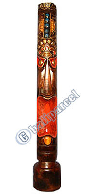 Wooden Tiki Trunk, Hand Carved From Albesia Wood