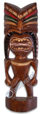Wooden Tiki Statue, Hand Carved From Albesia Wood