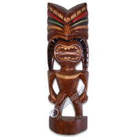 Wooden Tiki Statue, Hand Carved From Albesia Wood