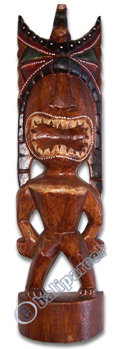 Wooden Tiki Statue, Hand Carved From Albesia Wood