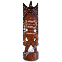 Wooden Tiki Statue, Hand Carved From Albesia Wood