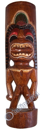 Wooden Tiki Statue, Hand Carved From Albesia Wood