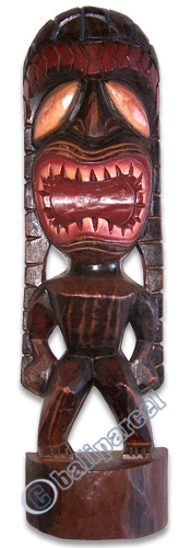 Wooden Tiki Statue, Hand Carved From Albesia Wood