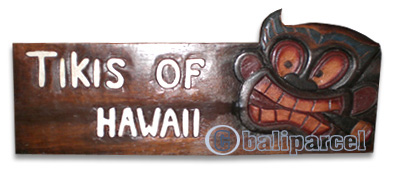 Wooden Tiki Wallhanging, Hand Carved From Albesia Wood (can Request The Text On Board).