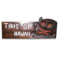 Wooden Tiki Wallhanging, Hand Carved From Albesia Wood (can Request The Text On Board).