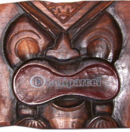 Wooden Tiki Wallhanging, Hand Carved From Albesia Wood (can Request The Text On Board).