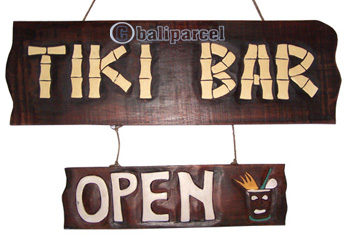 Wooden Tiki Wallhanging, Hand Carved From Albesia Wood (can Request The Text On Board).