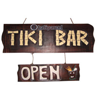 Wooden Tiki Wallhanging, Hand Carved From Albesia Wood (can Request The Text On Board).