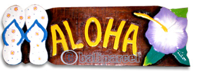 Wooden Aloha Wallhanging, Hand Carved From Albesia Wood