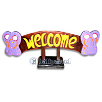 Wooden Stand Welcome, Hand Carved From Albesia Wood