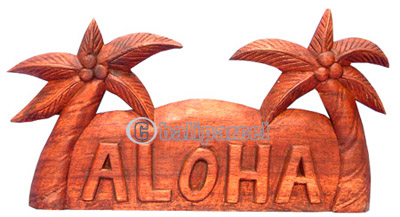 Wooden Aloha Wallhanging, Hand Carved From Sua Wood
