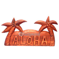Wooden Aloha Wallhanging, Hand Carved From Sua Wood