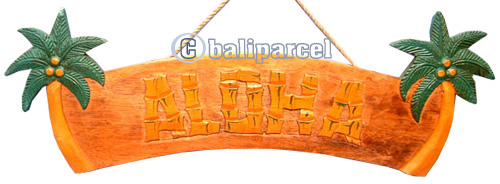 Wooden Aloha Wallhanging, Hand Carved From Albesia Wood