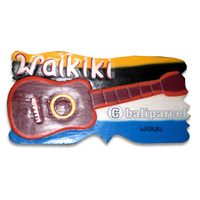 Wooden Waikiki Guitar Wallhanging, Hand Carved From Albesia Wood