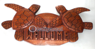 Wooden Welcome Wallhanging, Hand Carved From Albesia Wood