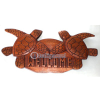 Wooden Welcome Wallhanging, Hand Carved From Albesia Wood