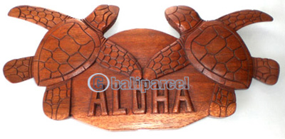Wooden Aloha Wallhanging, Hand Carved From Albesia Wood