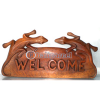 Wooden Welcome Wallhanging, Hand Carved From Albesia Wood