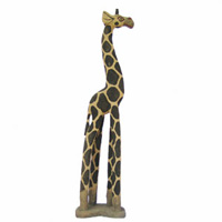 Giraffe With Sand, Hand Carved From Albesia Wood