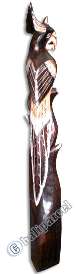Cockatoo Bird With Handpainted, Hand Carved From Albesia Wood.