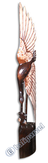 Wooden Heron Bird Handpainted, Hand Carved From Albesia Wood