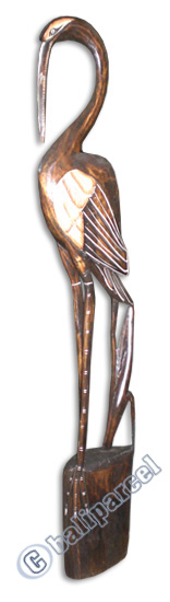 Heron Bird Handpainted, Hand Carved From Albesia Wood