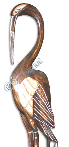 Heron Bird Handpainted, Hand Carved From Albesia Wood