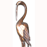 Heron Bird Handpainted, Hand Carved From Albesia Wood
