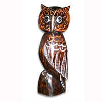 Owl Set Of 3, Handcarved From Albesia Wood.