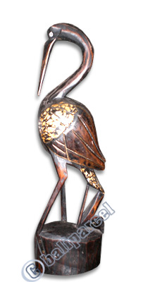 Heron Bird, Handcarved From Albesia Wood