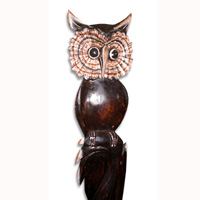 Owl, Handcarved From Albesia Wood.