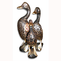 Duck Set Of 3, Handcarved From Albesia Wood