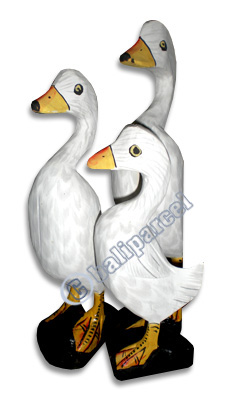 Duck Set Of 3, Handcarved From Albesia Wood