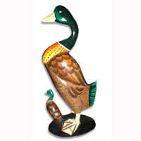 Duck With Baby, Handcarved From Albesia Wood