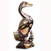 Duck With Baby, Handcarved From Albesia Wood
