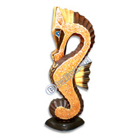 Sea Horse Set Of 3, Handcarved From Albesia Wood