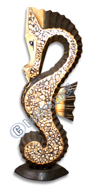 Sea Horse Set Of 3, Handcarved From Albesia Wood