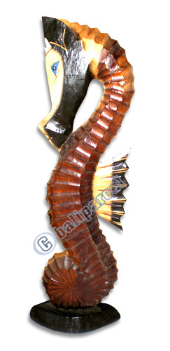 Sea Horse Set Of 3, Handcarved From Albesia Wood