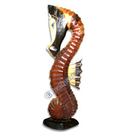 Sea Horse Set Of 3, Handcarved From Albesia Wood