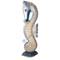 Sea Horse Set Of 3, Handcarved From Albesia Wood