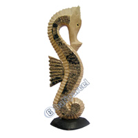 Sea Horse Set Of 3 With Batik Design, Handcarved From Albesia Wood