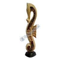 Sea Horse Set Of 3 With Batik Design, Handcarved From Albesia Wood