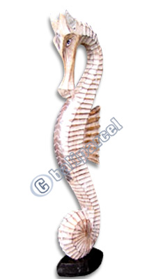 Sea Horse Set Of 3, Handcarved From Albesia Wood