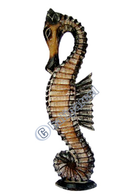 Sea Horse Set Of 3, Handcarved From Albesia Wood