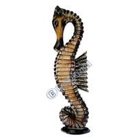 Sea Horse Set Of 3, Handcarved From Albesia Wood