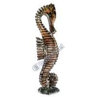 Sea Horse Set Of 3, Handcarved From Albesia Wood