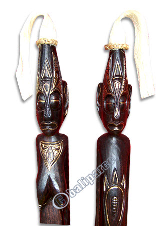 Primitive Set Of 2, Handcarved From Albesia Wood